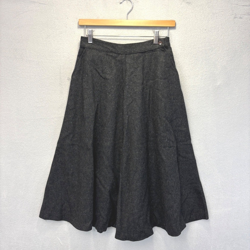 Vintage 70s Bryn Mawr Wool Blend A-Line Skirt Womens 10 Academia Midi Flare